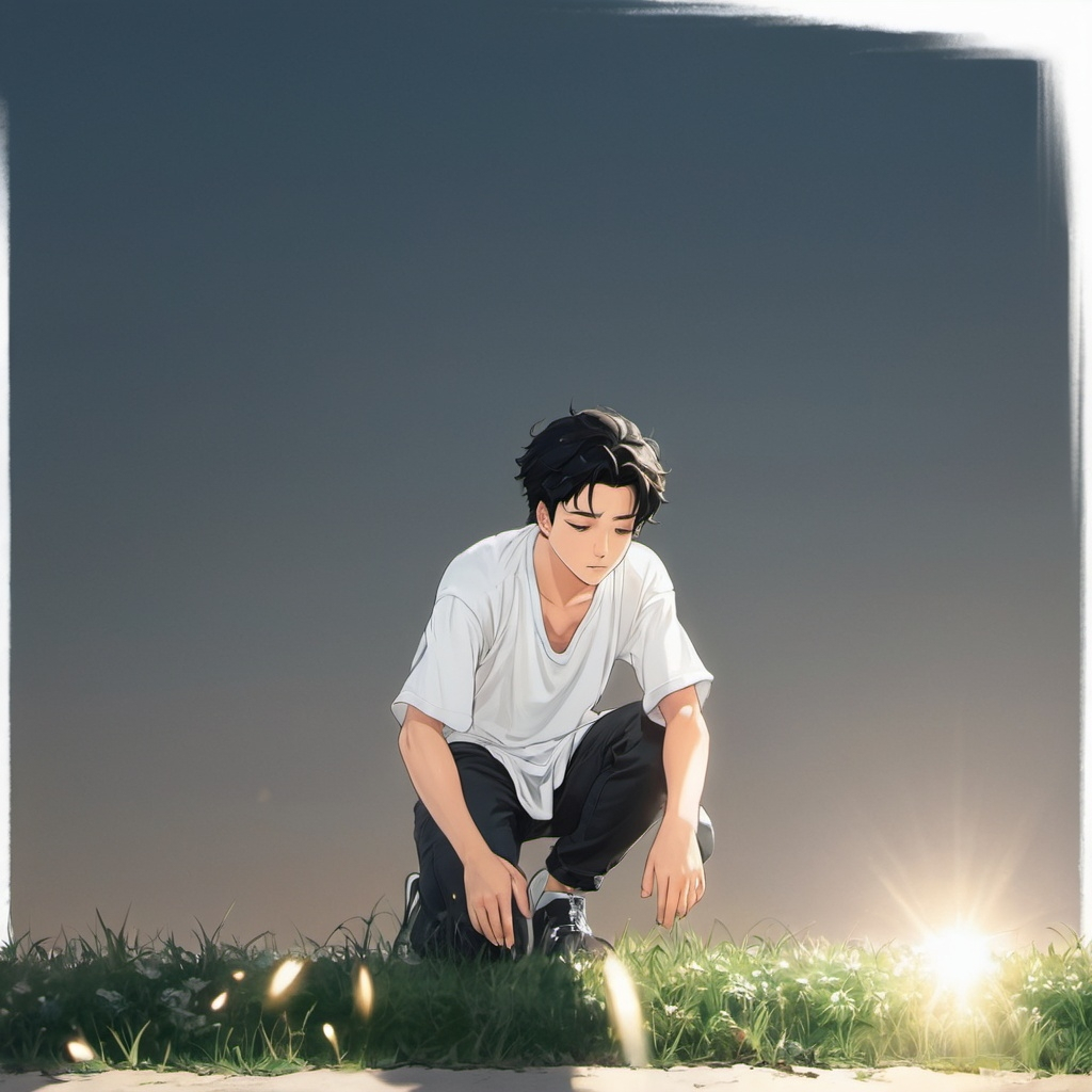 Young-man-close-eyes-kneeling